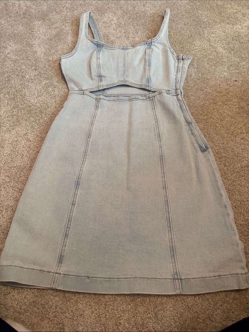 Blank NYC Light Blue Denim Mini Dress with Cutout